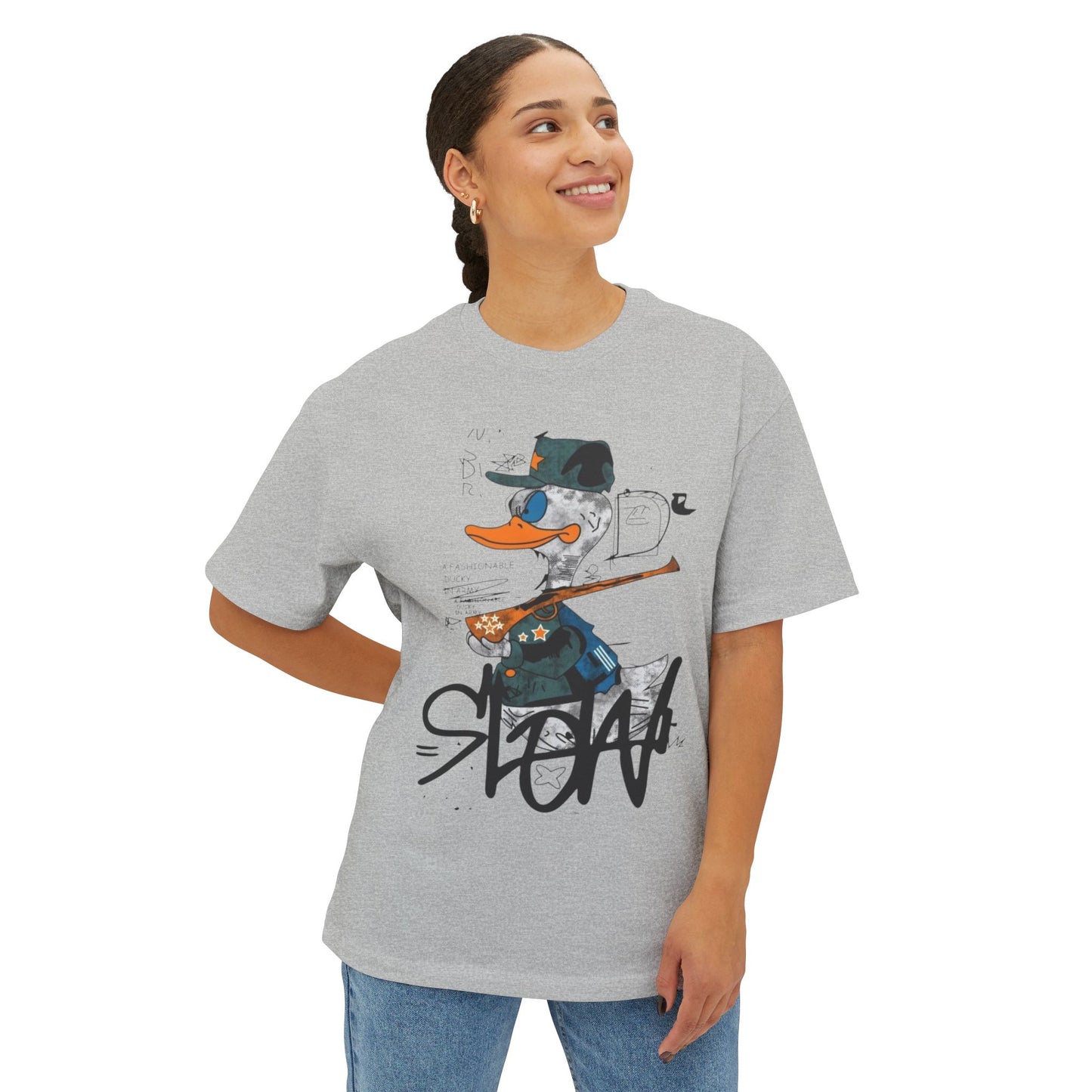 Fun Graphic Tee with Playful Duck Design, Unisex Oversized Shirt, Casual Streetwear, Gift for Animal Lovers, Summer Outfit