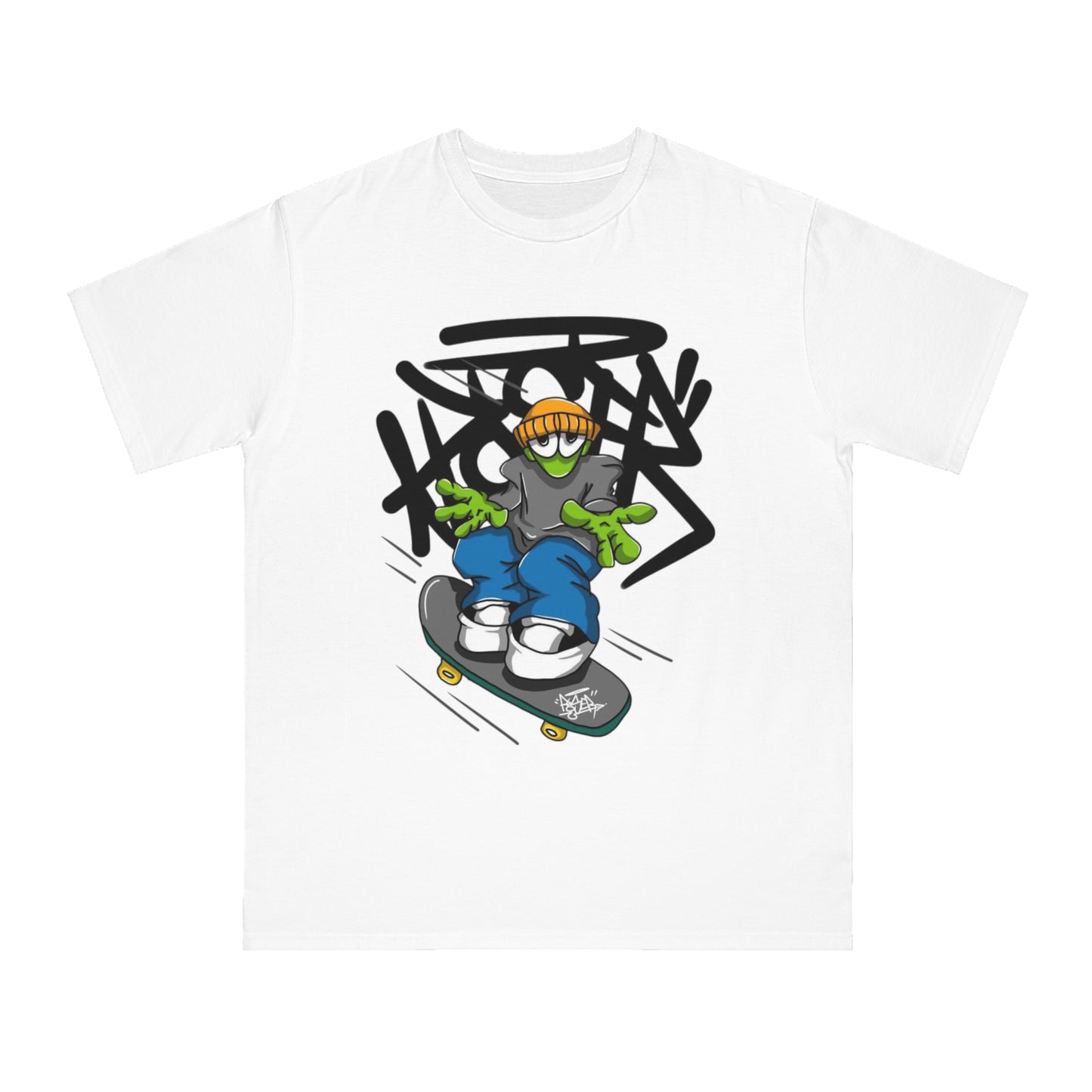 Street Art Skateboard Graphic Organic T-Shirt - Unisex Skate Tee, Casual Wear, Gift for Skate Lovers, Streetwear Fashion