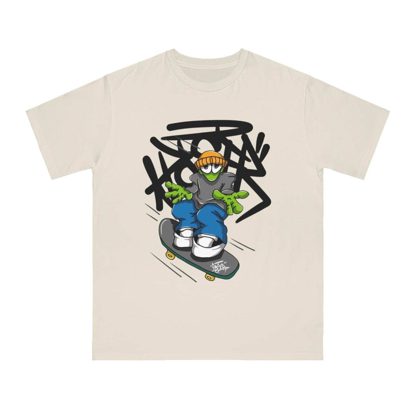 Street Art Skateboard Graphic Organic T-Shirt - Unisex Skate Tee, Casual Wear, Gift for Skate Lovers, Streetwear Fashion