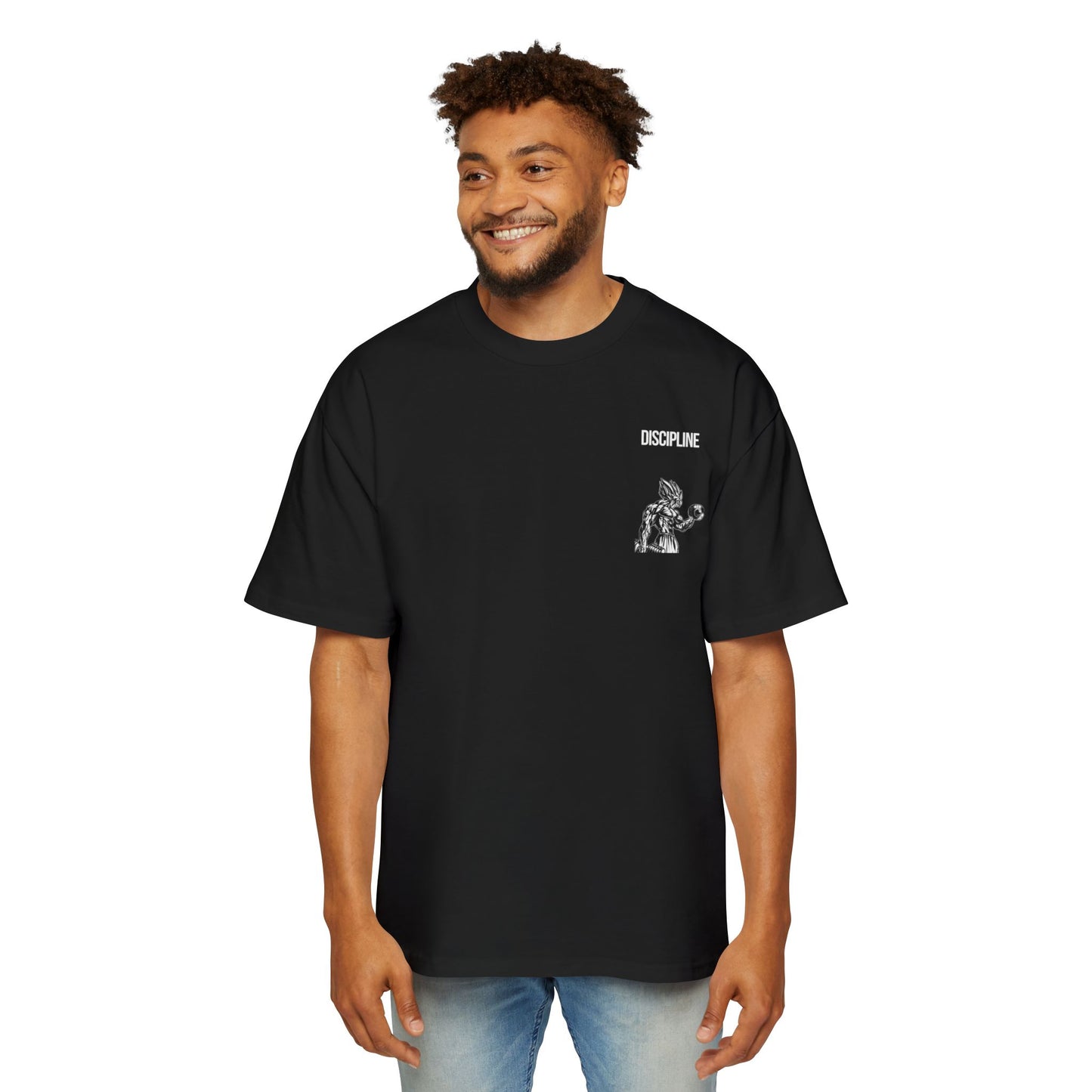 Men's Motivational Oversized Tee - Gym Apparel, Workout Shirt, Fitness Gift, Streetwear Style, Discipline and Gain Theme