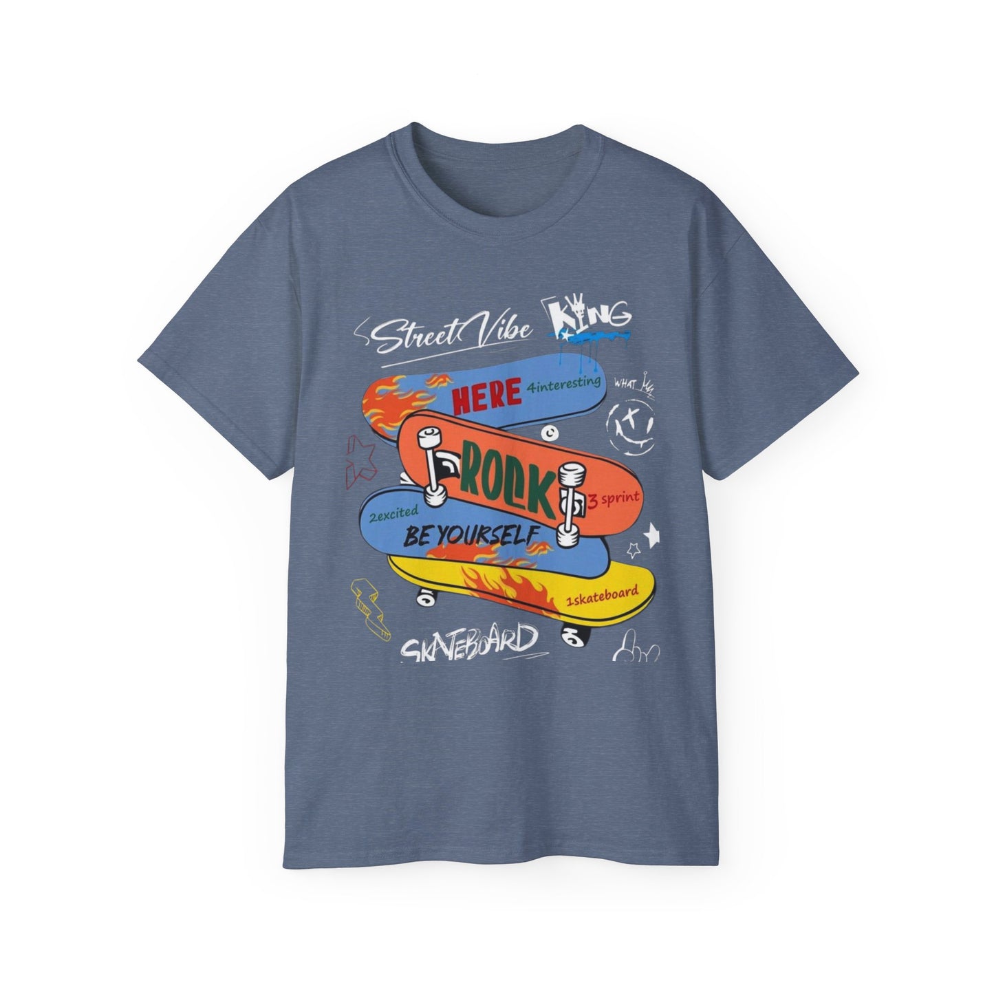 Skateboard Graphic Tee - Be Yourself, Street Style Shirt, Unisex Skate T-Shirt, Cool Casual Wear, Gift for Skaters, Urban Fashion