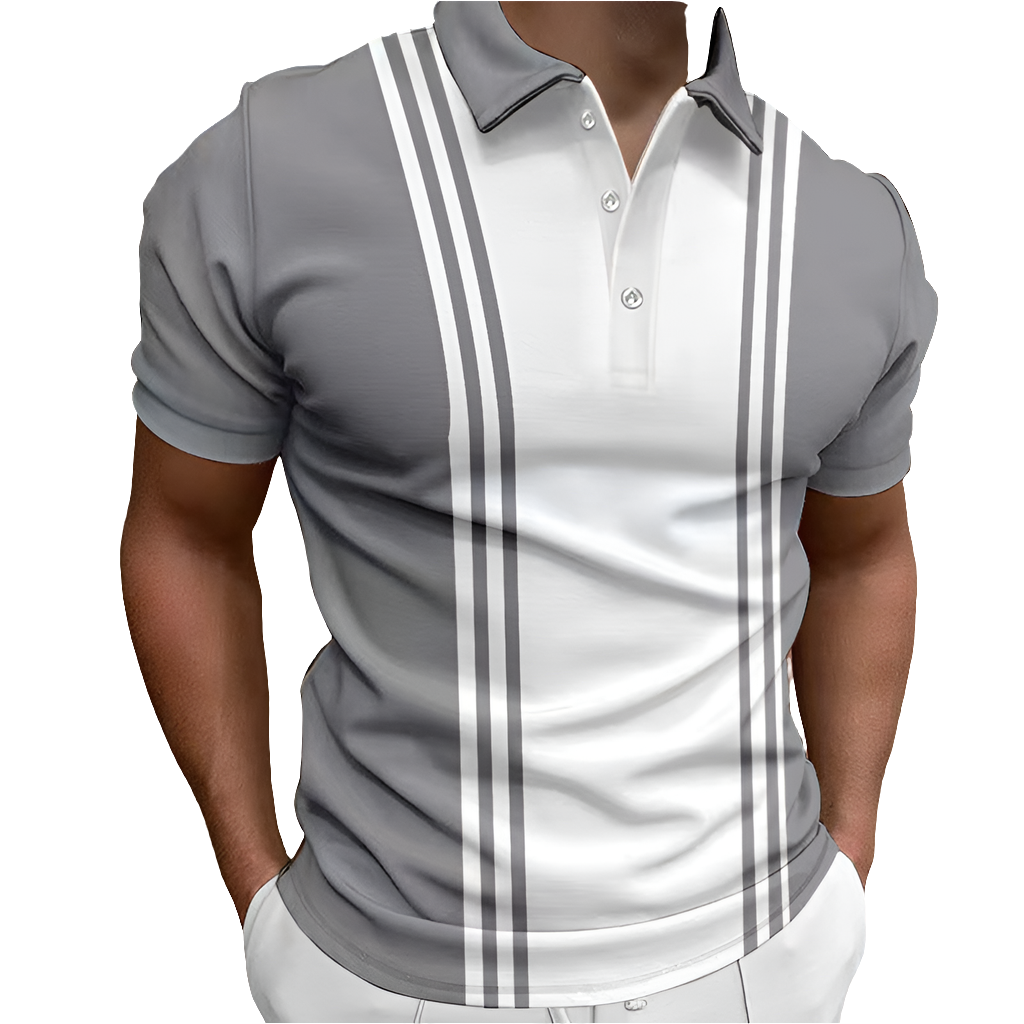 Casual 3 Button Printing Lapel Casual Men's T-shirt