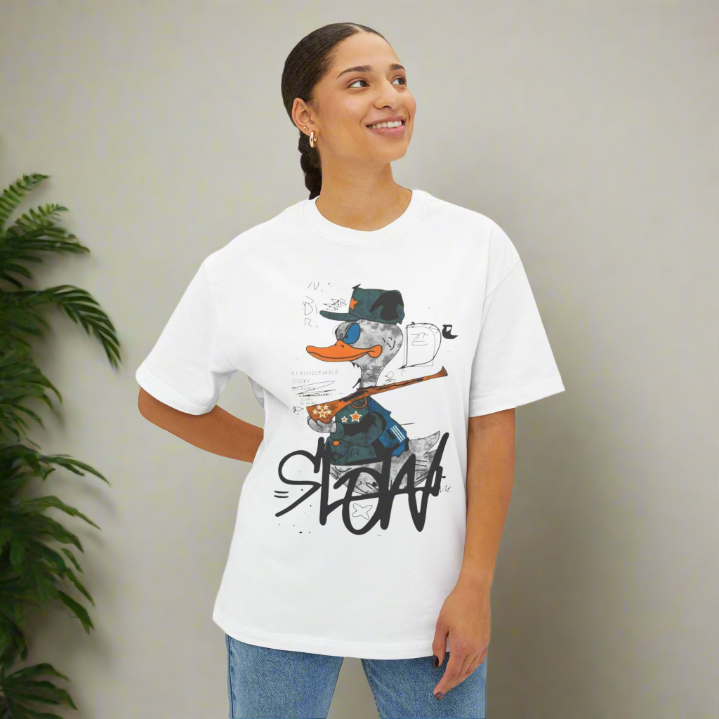 Fun Graphic Tee with Playful Duck Design, Unisex Oversized Shirt, Casual Streetwear, Gift for Animal Lovers, Summer Outfit