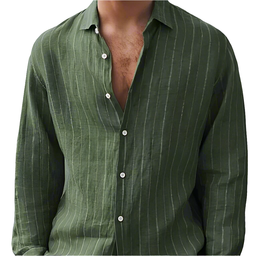 Long Sleeve Men's Shirt Striped Print