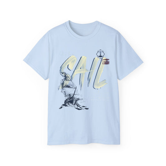 Nautical Sail Tee - Unisex Cotton Shirt for Beach Lovers, Summer Vibes, Gift for Sailors, Casual Wear, Adventure Style