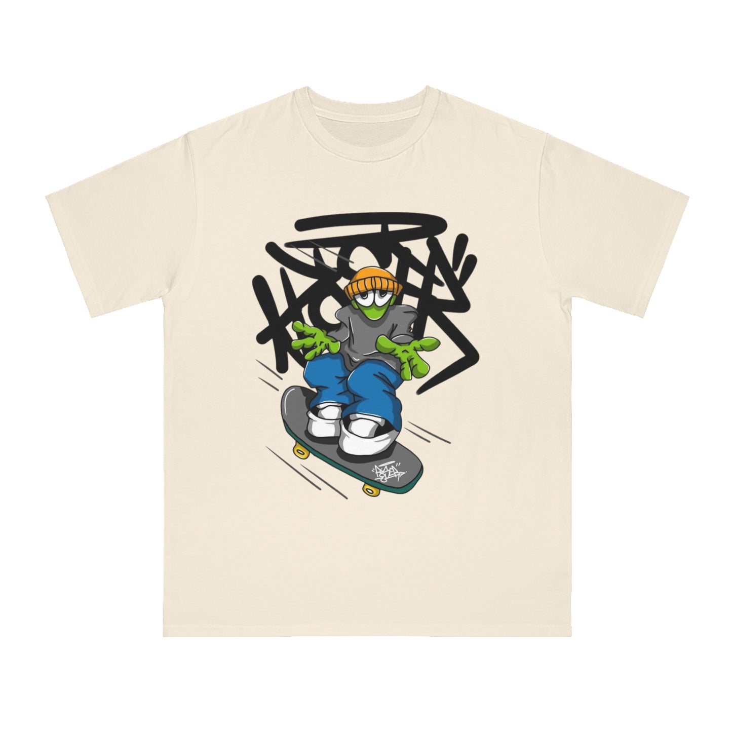 Street Art Skateboard Graphic Organic T-Shirt - Unisex Skate Tee, Casual Wear, Gift for Skate Lovers, Streetwear Fashion