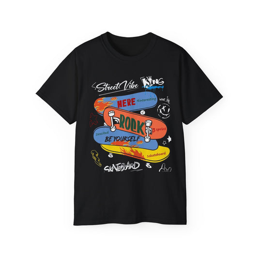 Skateboard Graphic Tee - Be Yourself, Street Style Shirt, Unisex Skate T-Shirt, Cool Casual Wear, Gift for Skaters, Urban Fashion