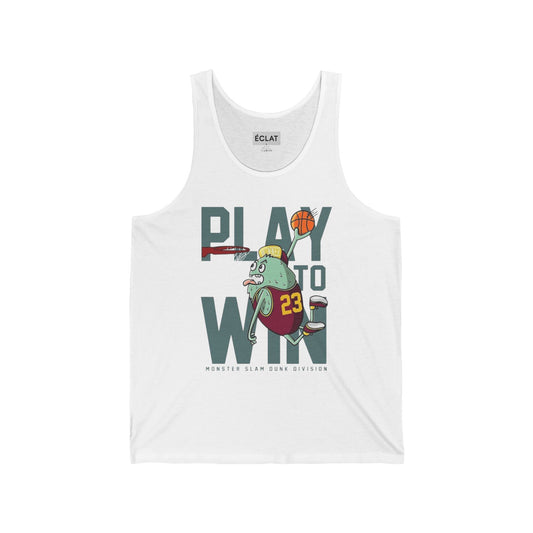 Play to Win Unisex Jersey Tank, Sporty Basketball Tee, Summer Workout Top, Gift for Athletes, Casual Fitness Apparel