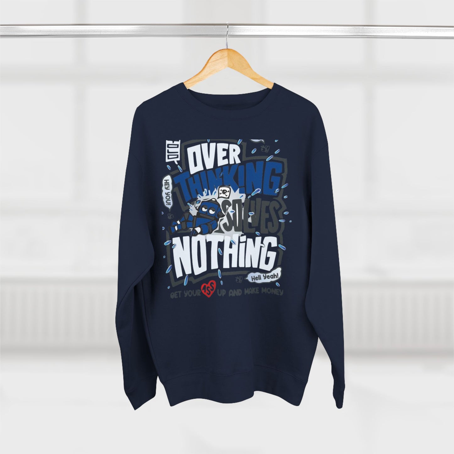 Unisex Crewneck Sweatshirt - Overthinking Solves Nothing, Cozy Layer for Relaxing Days, Great Gift for Friends, Ideal for Casual Wear, [...]