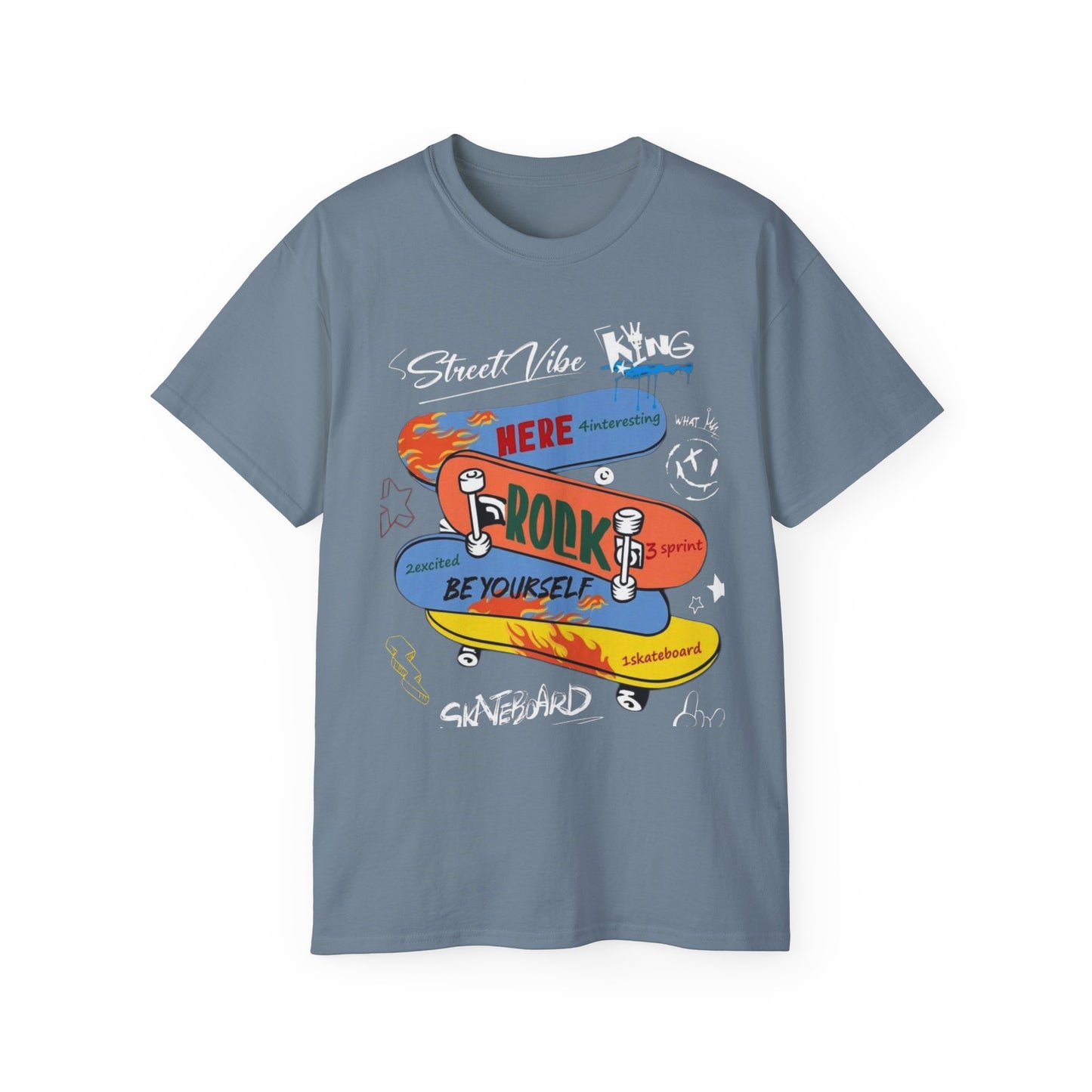Skateboard Graphic Tee - Be Yourself, Street Style Shirt, Unisex Skate T-Shirt, Cool Casual Wear, Gift for Skaters, Urban Fashion