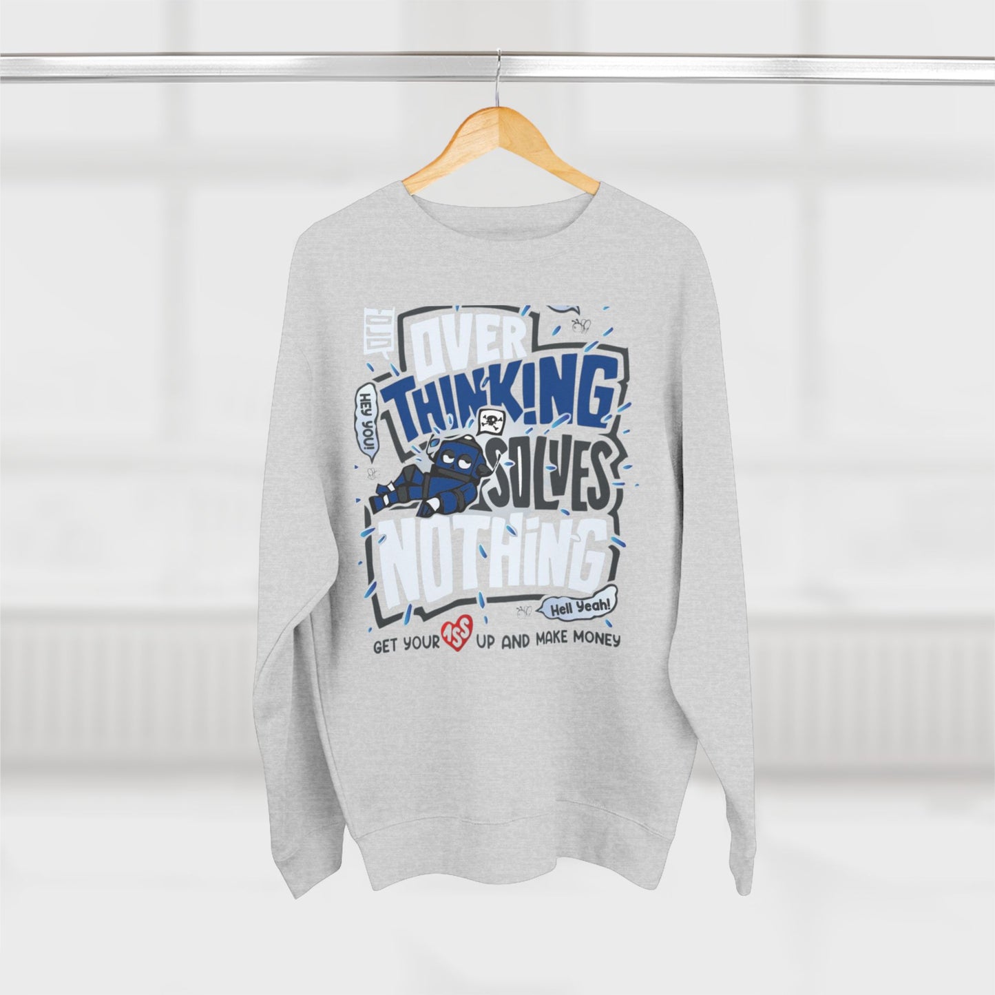 Unisex Crewneck Sweatshirt - Overthinking Solves Nothing, Cozy Layer for Relaxing Days, Great Gift for Friends, Ideal for Casual Wear, [...]