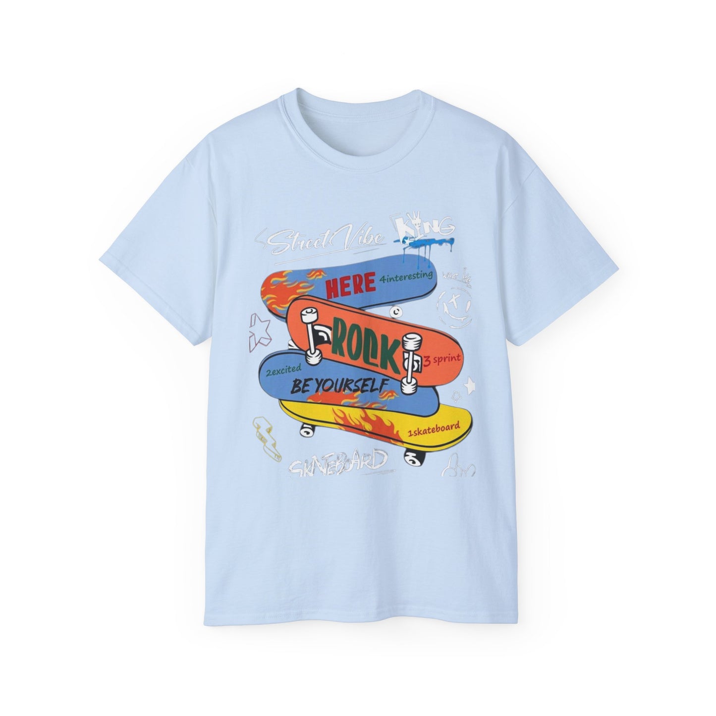 Skateboard Graphic Tee - Be Yourself, Street Style Shirt, Unisex Skate T-Shirt, Cool Casual Wear, Gift for Skaters, Urban Fashion