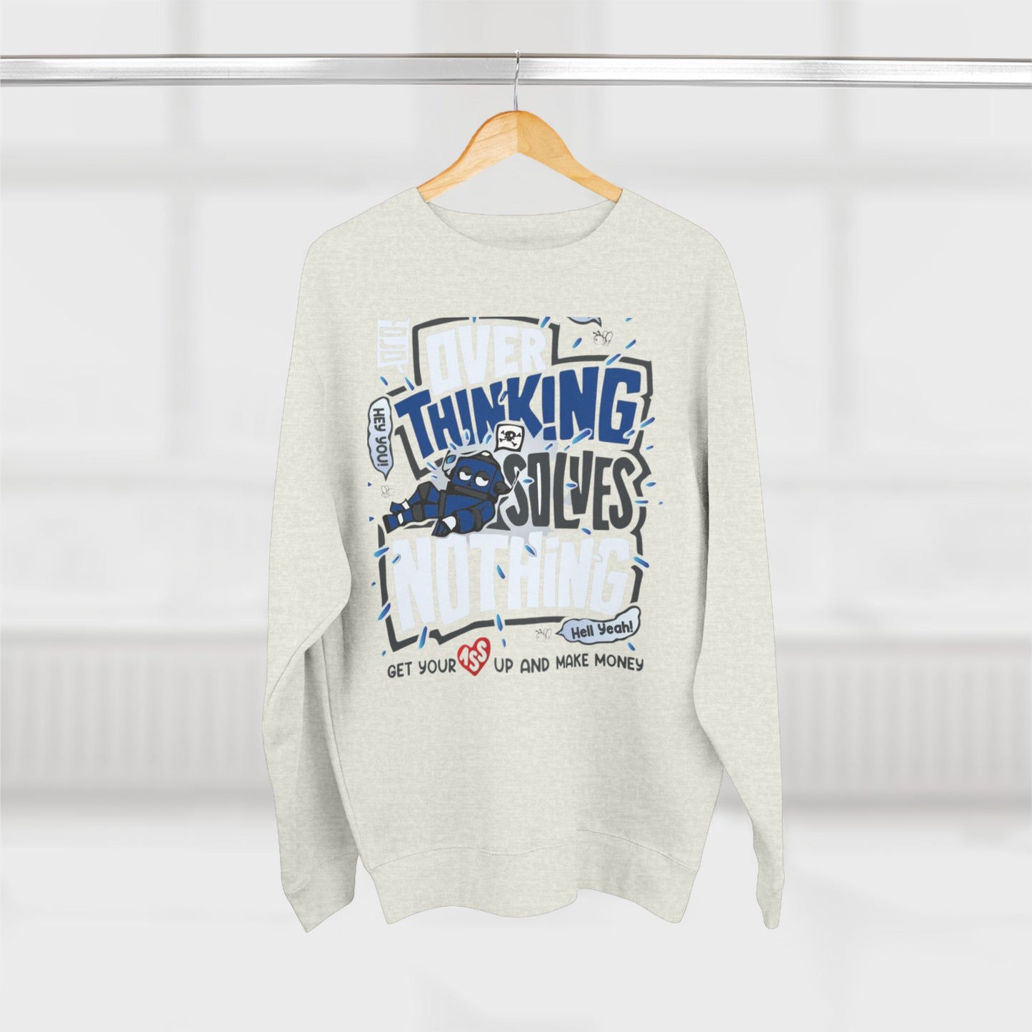 Unisex Crewneck Sweatshirt - Overthinking Solves Nothing, Cozy Layer for Relaxing Days, Great Gift for Friends, Ideal for Casual Wear, [...]