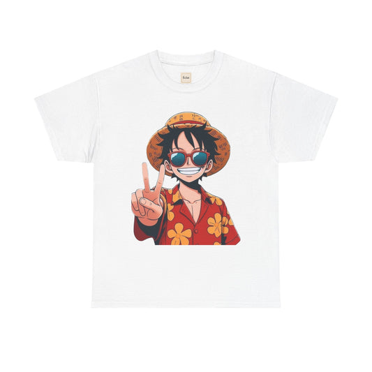 T-Shirt with Fun Summer Vibe, Unisex Heavy Cotton Tee, Casual Summer Wear, Beach Outfit, Perfect Gift for Anime Lovers, Cool Graphic Tee