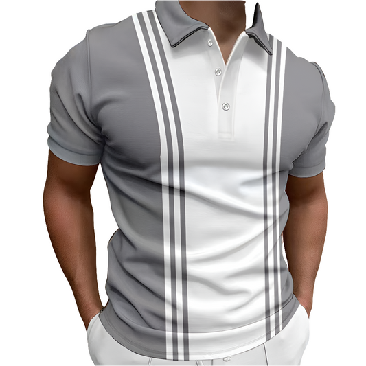 Casual 3 Button Printing Lapel Casual Men's T-shirt