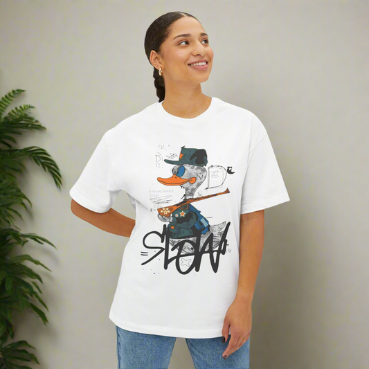 Fun Graphic Tee with Playful Duck Design, Unisex Oversized Shirt, Casual Streetwear, Gift for Animal Lovers, Summer Outfit